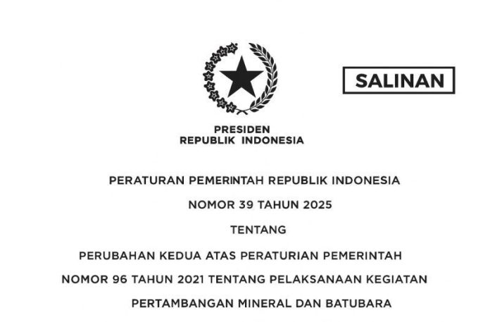Peraturan Pemerintah (PP) Nomor 39 Tahun 2025