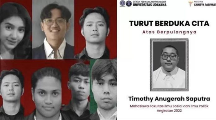 PELAKU PERUNDUNGAN - Timothy Anugerah Saputra merupakan mahasiswa semester VII jurusan Sosiologi di Fakultas Ilmu Sosial dan Ilmu Politik (FISIP), Univesitas Udayana. Mahasiswa berprestasi tersebut ditemukan meninggal dunia setelah melompat dari lantai empat gedung FISIP. Enam mahasiswa Universitas Udayana lalu menyampaikan komentar tidak berempati serta mengejek kematian Timothy Anugerah Saputra. (Foto: Tangkapan Layar)