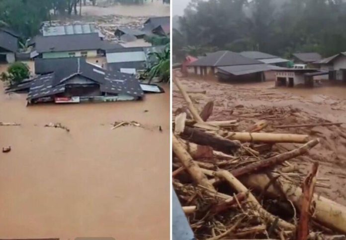 Tangkapan layar banjir bandang disertai longsor di wilayah Tapanuli, Sumatera Utara. (Foto :Istimewa)