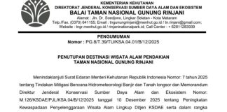 Pendakian Gunung Rinjani Ditutup Sementara Mulai 1 Januari hingga 31 Maret 2026