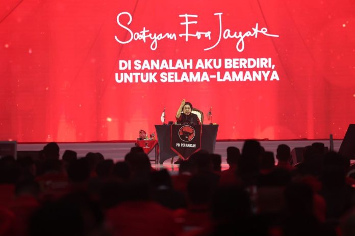 Ketua Umum PDI-P Megawati Soekarnoputri saat memberikan arahan dan pidato dalam penutupan Rakernas PDI-P, Senin (12/1/2026) di Ancol, Jakarta.(Dokumentasi PDI-P/Monang Sinaga)