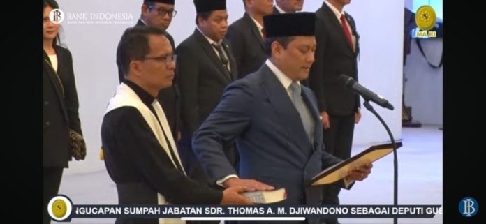 Thomas Djiwandono resmi dilantik MA sebagai Deputi Gubernur BI periode 2026–2031. (Foto: tangkapan layar)