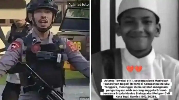 Viral Bripda MS diduga memukul pakai helm bocah 14 tahun di Kota Tual , Mauluku hingga tewas. (Instagram)
