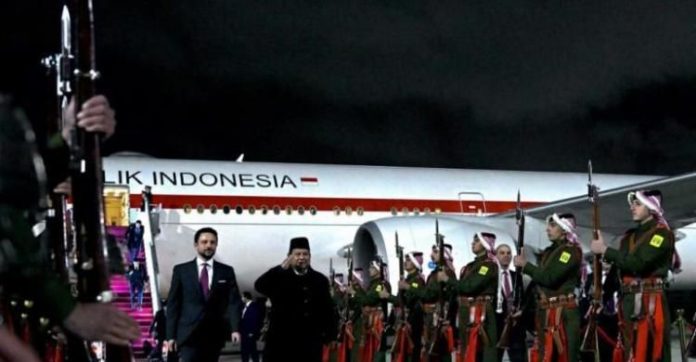 Pesiden Prabowo Subianto tiba di Bandar Udara Militer Marka, Amman, Kerajaan Yordania Hasyimiah, pada Selasa, 24 Februari 2026. (Foto: BPMI Setpres)