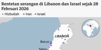 Indonesia Serukan Rapat Darurat DK PBB, Selidiki Gugurnya Anggota UNIFIL dalam Ledakan di Lebanon Ilustrasi- Peta Libanon dan Israel (Sumber: ISW dan AEI - CTP, 12:27 GMT 23 Mar 2026/ BBC)