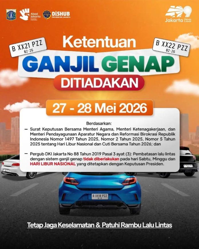 Iduladha, ketentuan ganjil genap di Jakarta ditiadakan (instagram.com/@dishubdkijakarta)