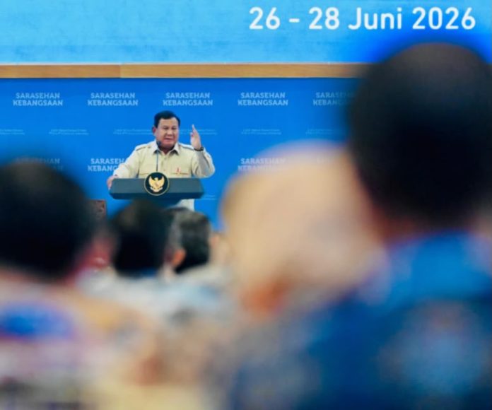 Presiden RI Prabowo Subianto saat menghadiri Sarasehan Kebangsaan: Strategi Kemandirian Ekonomi dan Kesejahteraan Indonesia di JCC, Senayan, Jakarta, (Foto: BPMI Setpres/ Laily Rachev)