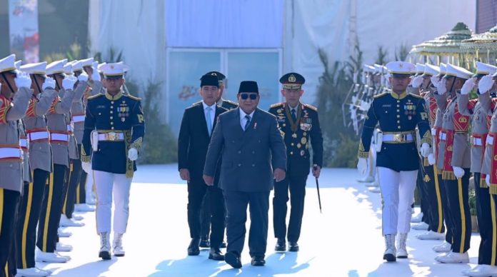 Presiden Prabowo Subianto memimpin Upacara Peringatan ke-80 Hari Bhayangkara Tahun 2026 di Lapangan Satuan Latihan Korbrimob, Cikeas, Kabupaten Bogor, pada Rabu, 1 Juli 2026. Foto: BPMI Setpres/Muchlis Jr