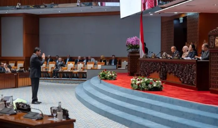 Rapat Paripurna DPR RI dipimpin Puan Maharani Ketua DPR yang dihadiri Purbaya Yudhi Sadewa Menteri Keuangan, Kamis (2/7/2026). Foto: istimewa