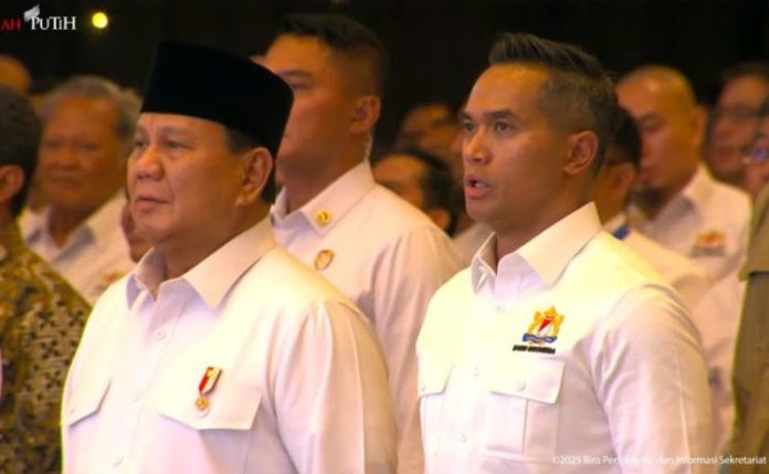 Ilustrasi - Tangkapan layar Presiden Prabowo Subianto menghadiri Munas Konsolidasi Persatuan Kadin Indonesia, Jakarta, Kamis (16/1/2025).// dok. Youtube Sekretariat Presiden