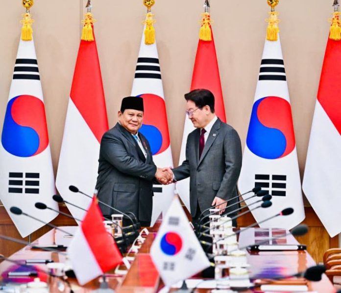 Presiden Indonesia Prabowo Subianto dan Presiden Korsel Lee Jae Myung. Foto: BPMI Setpres
