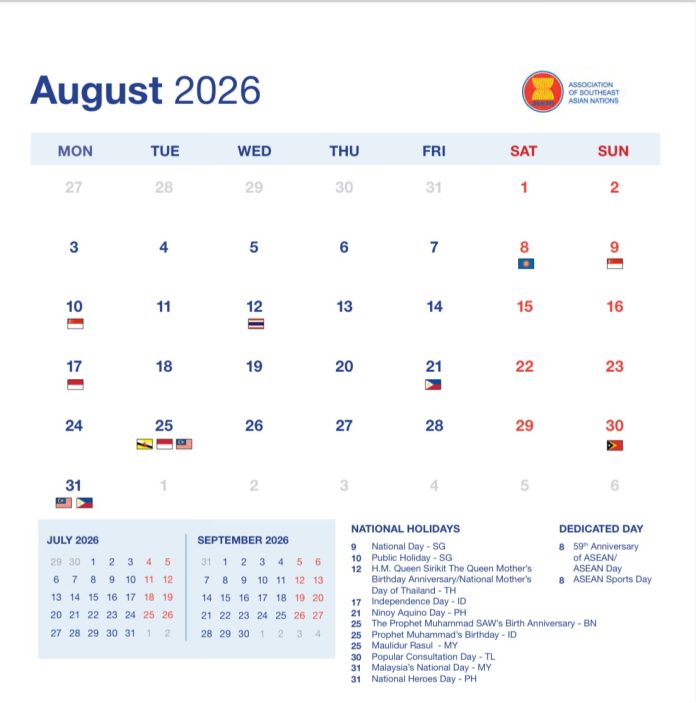 Ilustrasi- Kalender ASEAN 2026 Bulan Agustus (Foto: Dok. ASEAN)