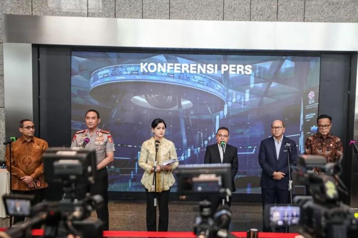 Ilustrasi - Wakil Ketua DPR RI Sufmi Dasco Ahmad didampingi Ketua Dewan Komisioner Otoritas Jasa Keuangan (OJK) Friderica Widyasari Dewi saat melakukan jumpa pers di gedung Bursa Efek Indonesia Jakarta, Jumat (16/10/2026) guna merespons masukan dan kriteria dari lembaga rating internasional, termasuk indeks global Morgan Stanley Capital International (MSCI). (Foto: HO/Istimewa)