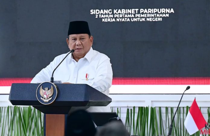Presiden Prabowo Subianto memimpin Sidang Kabinet Paripurna (SKP) Dua Tahun Pertama Pemerintahan Kerja Nyata untuk Negeri di halaman tengah Kompleks Istana Kepresidenan Jakarta, pada Rabu, 21 Oktober 2026. (Foto: BPMI Setpres/Muchlis Jr)